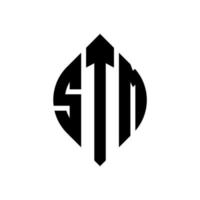 stm-Kreis-Buchstaben-Logo-Design mit Kreis- und Ellipsenform. stm Ellipsenbuchstaben mit typografischem Stil. Die drei Initialen bilden ein Kreislogo. stm-Kreis-Emblem abstrakter Monogramm-Buchstaben-Markierungsvektor. vektor