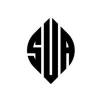 sua Kreisbuchstabe-Logo-Design mit Kreis- und Ellipsenform. sua ellipsenbuchstaben mit typografischem stil. Die drei Initialen bilden ein Kreislogo. sua kreis emblem abstraktes monogramm buchstabe mark vektor. vektor