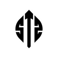 stz-Kreis-Buchstaben-Logo-Design mit Kreis- und Ellipsenform. stz ellipsenbuchstaben mit typografischem stil. Die drei Initialen bilden ein Kreislogo. Stz-Kreis-Emblem abstrakter Monogramm-Buchstaben-Markierungsvektor. vektor