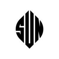 Sonnenkreis-Buchstaben-Logo-Design mit Kreis- und Ellipsenform. sonnenellipsenbuchstaben mit typografischem stil. Die drei Initialen bilden ein Kreislogo. Sonnenkreis-Emblem abstrakter Monogramm-Buchstaben-Markenvektor. vektor