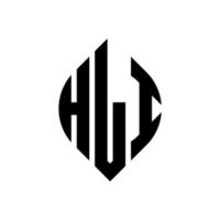 hli-Kreis-Buchstaben-Logo-Design mit Kreis- und Ellipsenform. hli Ellipsenbuchstaben mit typografischem Stil. Die drei Initialen bilden ein Kreislogo. hli-Kreis-Emblem abstrakter Monogramm-Buchstaben-Markierungsvektor. vektor