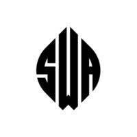 swa cirkel bokstavslogotyp design med cirkel och ellipsform. swa ellips bokstäver med typografisk stil. de tre initialerna bildar en cirkellogotyp. swa cirkel emblem abstrakt monogram brev märke vektor. vektor