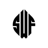 swf-Kreisbuchstaben-Logo-Design mit Kreis- und Ellipsenform. swf ellipsenbuchstaben mit typografischem stil. Die drei Initialen bilden ein Kreislogo. swf-Kreis-Emblem abstrakter Monogramm-Buchstaben-Markierungsvektor. vektor