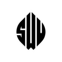 swv cirkelbokstavslogotypdesign med cirkel- och ellipsform. swv ellipsbokstäver med typografisk stil. de tre initialerna bildar en cirkellogotyp. swv cirkel emblem abstrakt monogram brev märke vektor. vektor