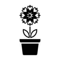 blommaikon i kruka, enkel blomtecken och symbol. krukväxter, trädgårdsarbete, prydnadsväxter isolerade linje tecken. vektor