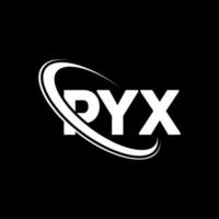 pyx-Logo. pyx-Brief. Logo-Design mit Pyx-Buchstaben. Initialen Pyx-Logo verbunden mit Kreis und Monogramm-Logo in Großbuchstaben. Pyx-Typografie für Technologie-, Geschäfts- und Immobilienmarken. vektor