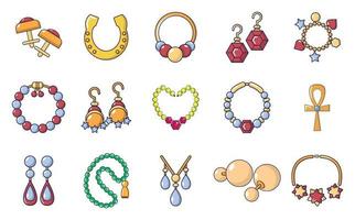 Schmuck-Icon-Set, Cartoon-Stil vektor