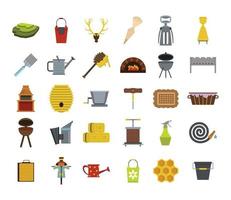 Farm-Elemente-Icon-Set, flacher Stil vektor