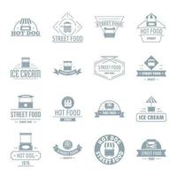 street food logotyp ikoner set, enkel stil vektor