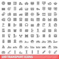 100 Transportsymbole gesetzt, Umrissstil vektor