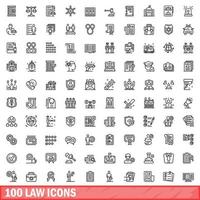 100 lag ikoner set, kontur stil vektor