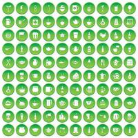 100 usa-ikonen setzen grünen kreis vektor