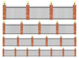 realistiskt staket i tegel och stål vektor