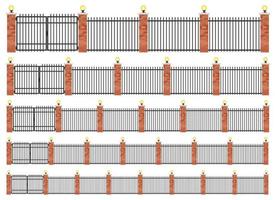 realistiskt staket i tegel och stål vektor