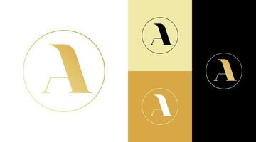 gyllene cirkel ett monogram smycken butik logotyp designkoncept vektor