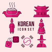 koreanisches traditionelles Icon-Set-Logo-Design-Konzept vektor