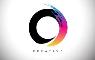 o Pinselstrich künstlerisches Brief-Logo-Design mit kreativem, modernem Look-Vektor und lebendigen Farben vektor