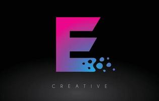 e-Punkte-Buchstaben-Logo-Design mit kreativer künstlerischer Blase, geschnitten in blau-lila Farbvektor vektor