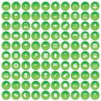 100 gatumat ikoner som grön cirkel vektor