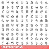 100-Personen-Icons gesetzt, Umrissstil vektor