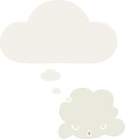 niedliche Cartoon-Wolke und Gedankenblase im Retro-Stil vektor