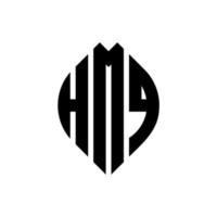 hmq cirkelbokstavslogotypdesign med cirkel och ellipsform. hmq ellipsbokstäver med typografisk stil. de tre initialerna bildar en cirkellogotyp. hmq cirkel emblem abstrakt monogram bokstav märke vektor. vektor