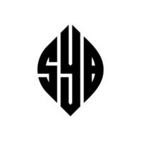 syb-Kreis-Buchstaben-Logo-Design mit Kreis- und Ellipsenform. syb Ellipsenbuchstaben mit typografischem Stil. Die drei Initialen bilden ein Kreislogo. syb-Kreis-Emblem abstrakter Monogramm-Buchstaben-Markierungsvektor. vektor