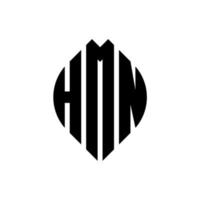 hmn-Kreisbuchstaben-Logo-Design mit Kreis- und Ellipsenform. hmn ellipsenbuchstaben mit typografischem stil. Die drei Initialen bilden ein Kreislogo. hmn Kreisemblem abstrakter Monogramm-Buchstabenmarkierungsvektor. vektor
