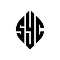 syc-Kreis-Buchstaben-Logo-Design mit Kreis- und Ellipsenform. syc ellipsenbuchstaben mit typografischem stil. Die drei Initialen bilden ein Kreislogo. syc-Kreis-Emblem abstrakter Monogramm-Buchstaben-Markierungsvektor. vektor