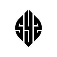 syz-Kreisbuchstabe-Logo-Design mit Kreis- und Ellipsenform. syz ellipsenbuchstaben mit typografischem stil. Die drei Initialen bilden ein Kreislogo. syz-Kreis-Emblem abstrakter Monogramm-Buchstaben-Markierungsvektor. vektor