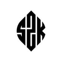 szk-Kreisbuchstabe-Logo-Design mit Kreis- und Ellipsenform. szk Ellipsenbuchstaben mit typografischem Stil. Die drei Initialen bilden ein Kreislogo. szk-Kreis-Emblem abstrakter Monogramm-Buchstaben-Markierungsvektor. vektor