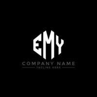 Emy-Buchstaben-Logo-Design mit Polygonform. emy Polygon- und Würfelform-Logo-Design. emy Sechseck-Vektor-Logo-Vorlage in weißen und schwarzen Farben. Emy-Monogramm, Geschäfts- und Immobilienlogo. vektor