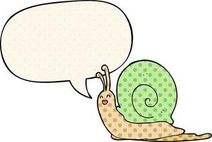 Cartoon-Schnecke und Sprechblase im Comic-Stil vektor