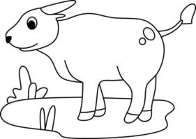 målarbok alfabet djur tecknad anoa vektor
