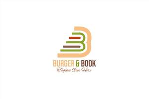 vektorlogoelement mit burger und buchillustration. verwendbar für Markencafés, Verlage und Bibliotheken vektor