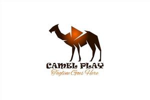 vektor logotyp element med illustration av kamel och spela knappen. användbar för mediamärken