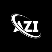 azi logotyp. azi brev. azi letter logotyp design. initialer azi logotyp länkad med cirkel och versaler monogram logotyp. azi-typografi för teknik-, affärs- och fastighetsmärke. vektor