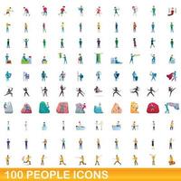 100 Personen Icons Set, Cartoon-Stil vektor