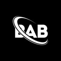 bab-Logo. bab-Brief. Bab-Brief-Logo-Design. Initialen-Bab-Logo, verbunden mit Kreis und Monogramm-Logo in Großbuchstaben. bab-typografie für technologie-, geschäfts- und immobilienmarke. vektor
