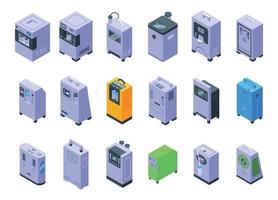 medizinische sauerstoffkonzentratorikonen stellten isometrischen vektor ein. Arzthilfe