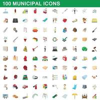 100 kommunale Symbole im Cartoon-Stil vektor