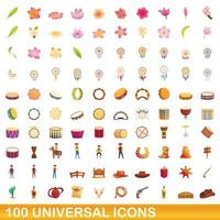 100 universelle Symbole im Cartoon-Stil vektor