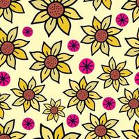 sommar solros doodle blommönster vektor