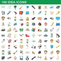 100 Ideen-Icons gesetzt, Cartoon-Stil vektor