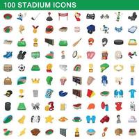 100 Stadionsymbole im Cartoon-Stil vektor