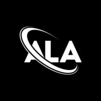 ala-Logo. ala brief. ala Brief Logo-Design. Initialen Ala-Logo verbunden mit Kreis und Monogramm-Logo in Großbuchstaben. ala typografie für technologie, business und immobilienmarke. vektor