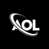 aol logotyp. aol brev. aol brev logotyp design. initialer aol logotyp länkad med cirkel och versaler monogram logotyp. aol typografi för teknik, affärs- och fastighetsmärke. vektor