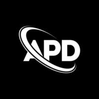 apd-Logo. apd-Brief. Apd-Buchstaben-Logo-Design. Initialen Apd-Logo, verbunden mit Kreis und Monogramm-Logo in Großbuchstaben. apd-typografie für technologie-, geschäfts- und immobilienmarke. vektor