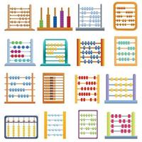 abacus ikoner set, tecknad stil vektor