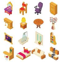 Home Interior Icons Set, isometrischer Stil vektor